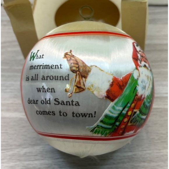 Hallmark Satin Ball Ornament Santa's Workshop Vintage 1980 Tree Trimmer Collecti - Picture 2 of 11